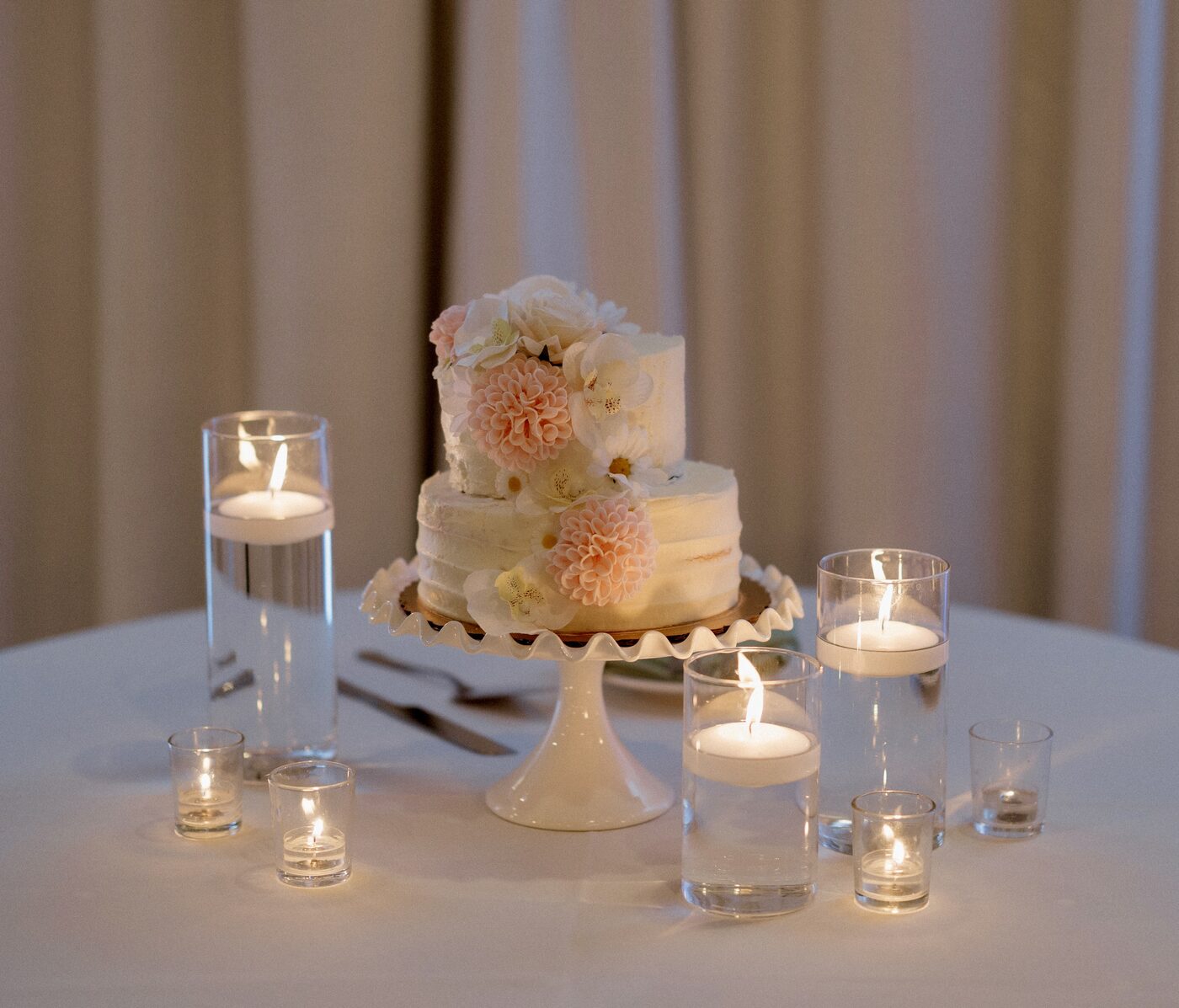 Wedding cake finished with soft blush florals